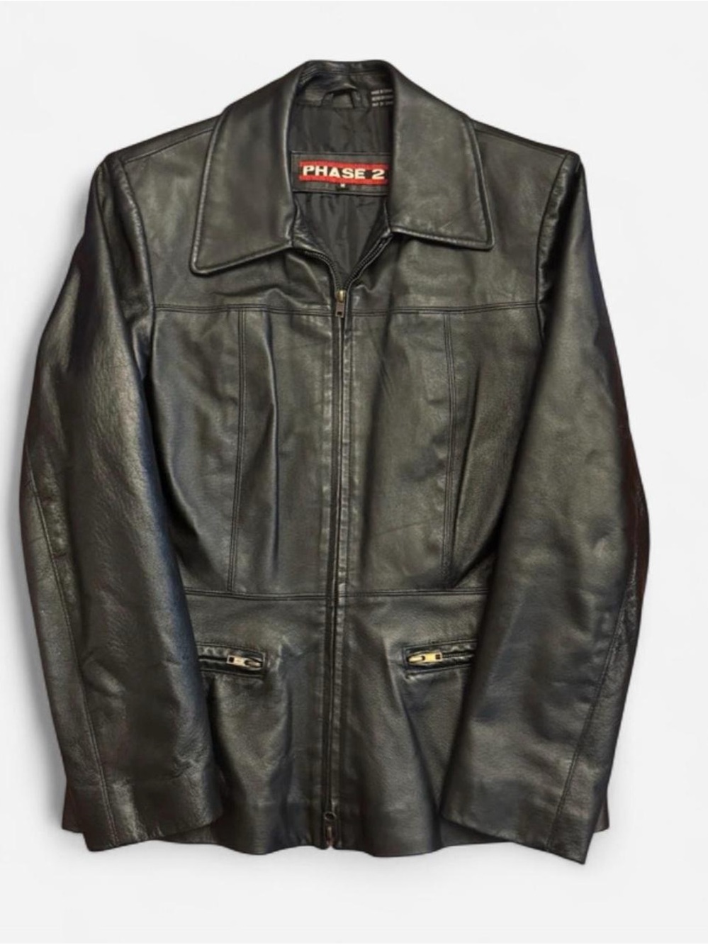 Vintage Phase 2 Black Leather Jacket with Zip Out Insulated Liner M